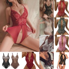Femmes Dames Sexy Dentelle Lingerie Vêtements De Nuit Nuisette Sans /