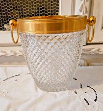 VINTAGE SEAU A CHAMPAGNE  EN CRISTAL A POINTES DE DIAMANT H 22 CM POIDS 3.20 KG