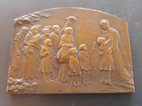 Médaille plaque bronze - médaille,