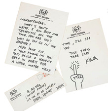 Keith HARING.  Lettre autographe signée à Monkeyfinger avec dessin original 1988