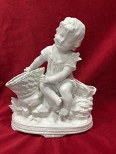 Imposant Ancien Biscuit Porcelaine Enfant  Fin Xixeme