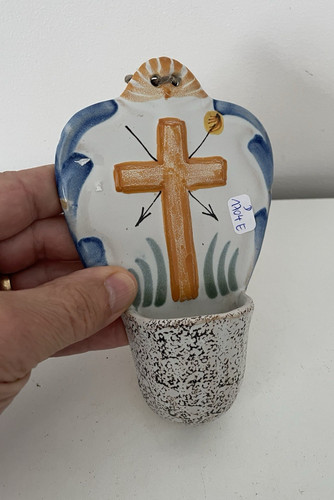 Bénitier ancien faience - bénitier,
