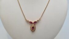Collier en Or Jaune 18 carats sertie rubis et diamants Poids: 3.80g  