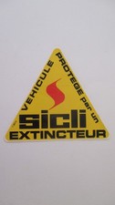 Autocollant vintage original Véhicule protégé par un extincteur SICLI 13/11,5 cm