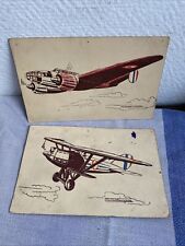 2 Anciennes Cartes Postales Cpa Avion Guerre France Dessin Signé
