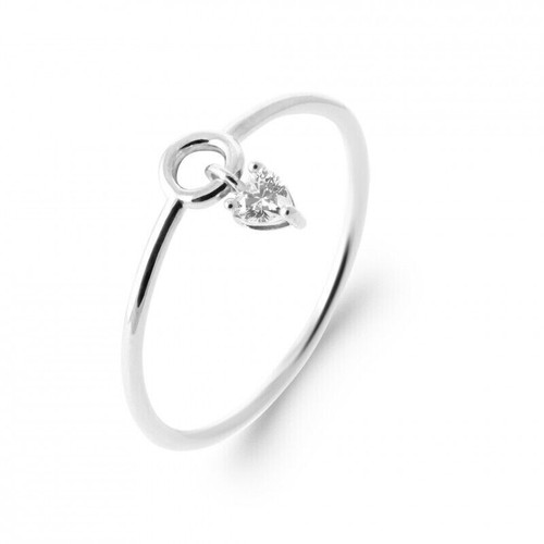 Bague pampille coeur - , zirconium