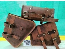 Sacoche de selle de moto COMBO en cuir de chèvre marron véritable sacoche à o...