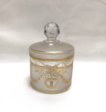 boite ronde / pot couvert en cristal gravé à l'acide SAINT LOUIS modèle SAPHO