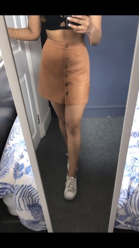 Jupe daim marron une ligne - en,