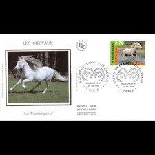 FDC soie - Les chevaux. Le Camarguais - 27/9/1998 Paris