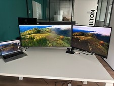 Lot de 2 écrans Samsung (34 pouces) + Dell (24 pouces) + support d'écran double