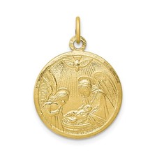 10k Jaune or Massif & Finition Satin Petit 25mm Baptême Disque Médaille