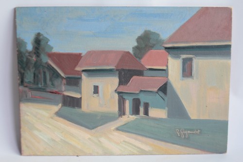 Tableau peinture village - tableau,