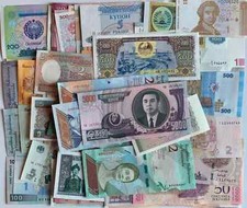 Lot de 100 billets de banque de collection du Monde entier tous différents