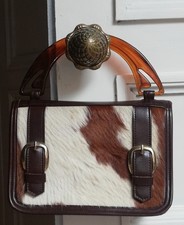 Petit sac à main en cuir et fourrure ancien
