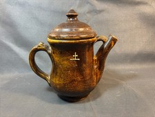 Ancienne théière verseuse en terre cuite vernissée Chartreuse Pierre Pêcheur