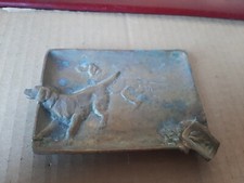 Cendrier décor de chiens de chasse  en bronze  chasse à cour vénerie épagneul 