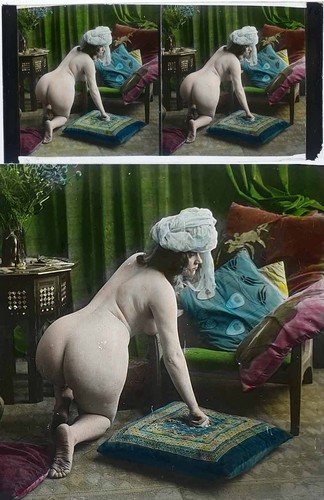 Photo stereo sur verre - stereo, nu