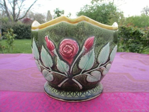 Cache pot ancien barbotine - pot, ancien,