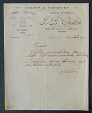 Facture BOURGANEUF 1932 CHALOU fromage camembert datte citron billhead 124