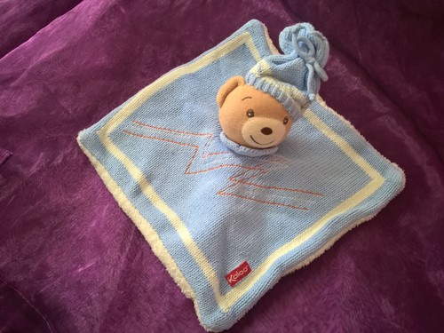 Doudou plat laine bleu blanc
