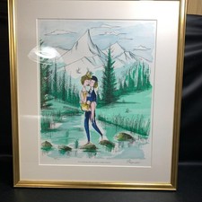 Lithographie Raymond Peynet Love On The Lake signée encadrée ED 74/200 pour c...