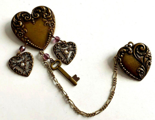Superbe broche double coeur - broche,