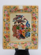 CENDRIER EN CERAMIQUE EMAILLE DECOR FLORAL ET GEISHAS 14CMX17CM DAI8