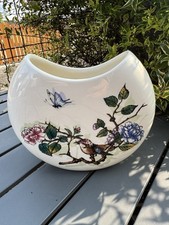 VASE DEMI LUNE  FAIENCE GIEN OISEAU