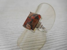 Bague argent massif 925, cabochon jaspe multicolore  taille 57  B1551  lot