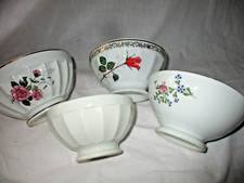 4 Anciens bols en Porcelaine de Limoge-1 blanc uni cotelé 3 deco fleur TBE