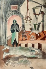 Cicero Dias- Brésil-Surréalisme-Grande lithographie originale, Signée/ No crayon