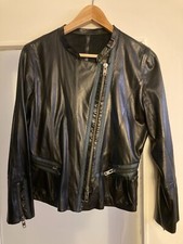 blouson en cuir Sylvie Schimmel T42 perfecto biker moto manteau veste