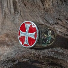Bague Croix De Fer Maltais 925 Argent Sterling M-Z+5 Biker Pouce Épais Armée WW2