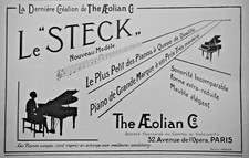 PUBLICITÉ DE PRESSE 1927 LA DERNIÈRE CRÉATION DE THE AEOLIAN LE STECK - PIANO