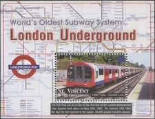 St Vincent 2004 MNH**London's Underground*Metro*Railways*Transport*Tube*Wagon MS