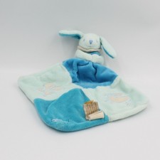 Doudou lapin bleu avec