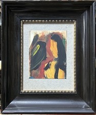 Antique Original Oil Painting on Cardboard, Abstract composition, France, Framed