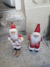 DUO Pères Noël Vintage Skieur et Assis – Décorations de Noël (18 cm)