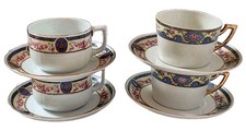 4 Tasses Anciennes En Porcelaine Décor Tournants De Roses
