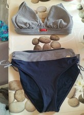 Maillot De Bain 2 Pieces Grain De Sable Bleu Foncé à Rayures Taille 42