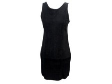 ROBE HERMES SANS MANCHE DAIM 38 M EN DAIM SLEEVELESS NOIR BLACK SUEDE DRESS