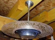 Luminaire lustre vintage années 50 haut 42 diam 44 cm (2)