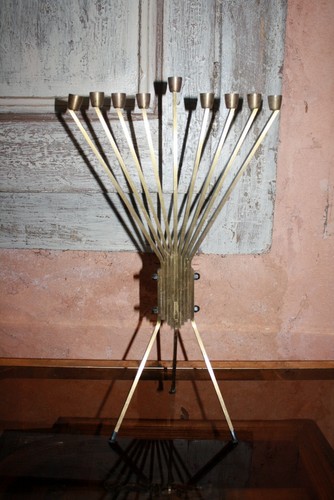 Menorah moderniste bronze - menorah,