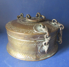 antique Boite rond Boite à Bétel inde En Laiton ancienne Indian Brass Chapati