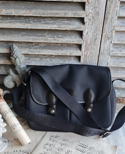 Ancien sac toile noire cuir - ancien,