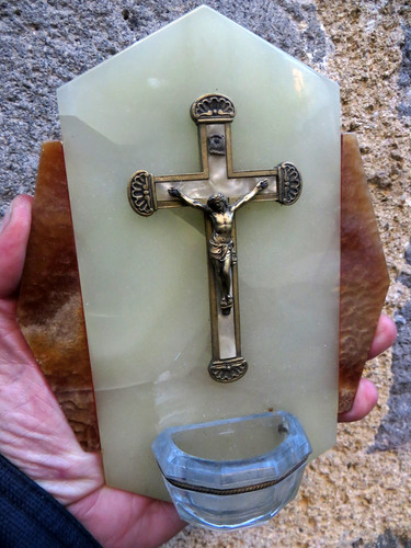 Ancien benitier croix - ancien,