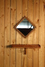 Miroir + sellette en rotin par Franco Albini, Italie 1960