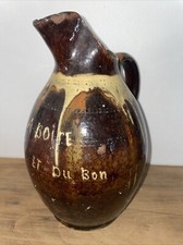 Pichet En Terre Cuite Vernissé À Boire Et Du Bon , Savoie , bec cassé 24 cm