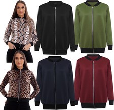 Veste Bomber Femme Fille À Manches Longues Zippée Élastique Léopard